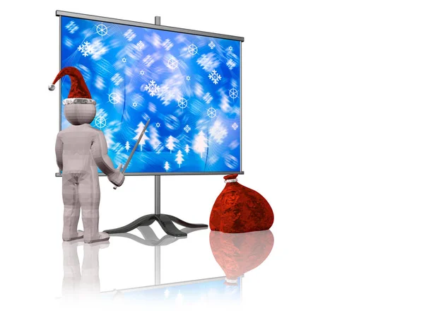 Man Screen New Year Picture Illustration — Stock Photo, Image