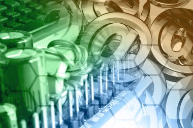 Elektronik aygıt ve posta işaretleri ile bilgisayar arka plan.