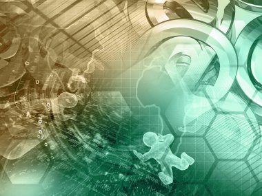 Mans, harita ve bilgisayar arka plan binalar -.