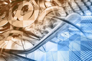 İş geçmişi binalar, grafik ve posta işaretleri.