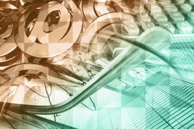 İş geçmişi binalar, grafik ve posta işaretleri.