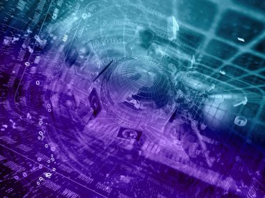 Dijital arka plan - küre ve tünelde mans.