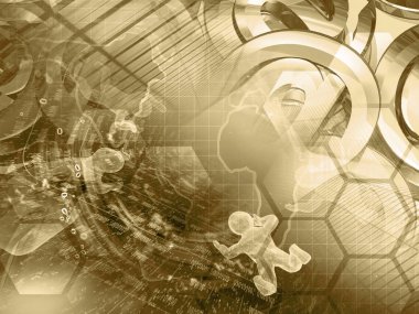 Mans, harita ve bilgisayar arka plan binalar -.