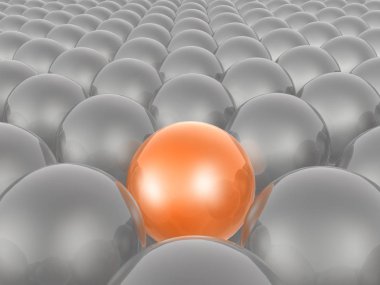 Arka plan, 3d çizim olarak turuncu ve gri Küre.