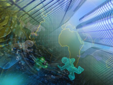 Basamak, adamın ve harita - bilgisayar arka plan.