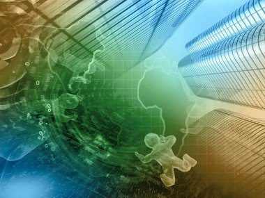 Basamak, adamın ve harita - bilgisayar arka plan.