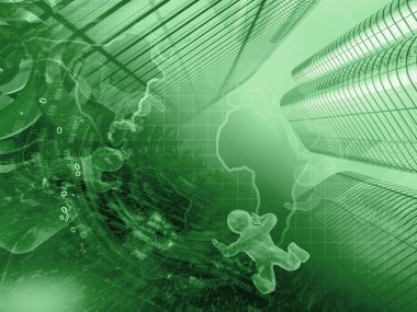 Basamak, adamın ve harita - bilgisayar arka plan.