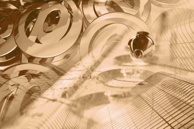 İş geçmişi ile posta işaretleri, binalar ve kalem.