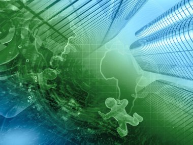 Basamak, adamın ve harita - bilgisayar arka plan.