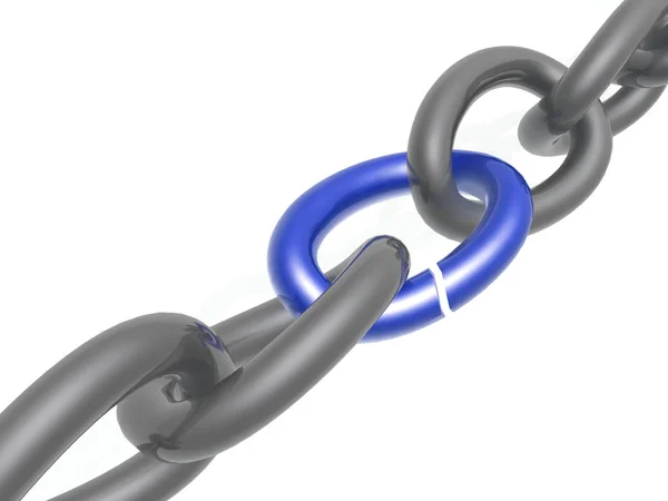 Grey Chain Blue Link White Background Illustration — Stock Photo, Image
