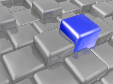 Arka plan, 3d çizim olarak mavi ve gri küpleri.