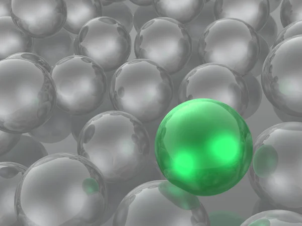 Green and grey spheres as abstract background, 3D illustration.