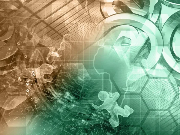 Mans, harita ve bilgisayar arka plan binalar -.