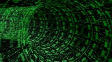 Siyah zemin üzerine yeşil dijital tünel.