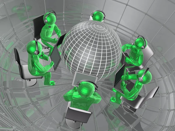 Globe and green mans — Stock Photo, Image