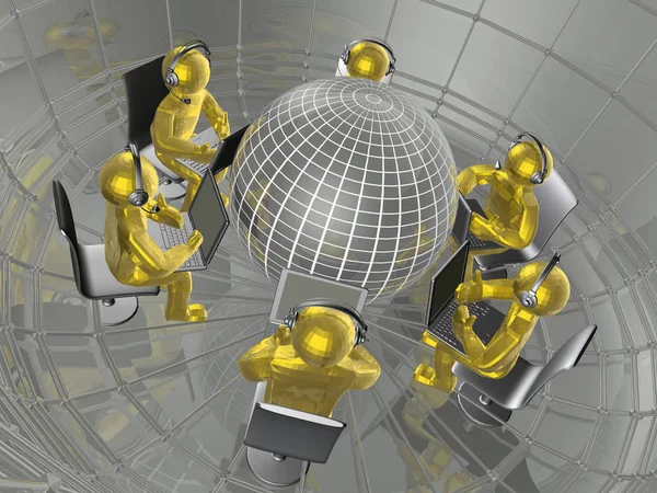 Globe and yellow mans — Stock Photo, Image