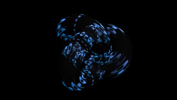 Siyah Mavi Dönen Şekil Veri Aktarımı Alegori — Stok video