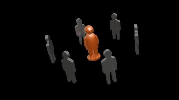 Grey Orange Men Black Teamwork Allegory — Stock Video