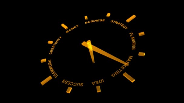 橙色商业时钟在黑色背景 — 图库视频影像