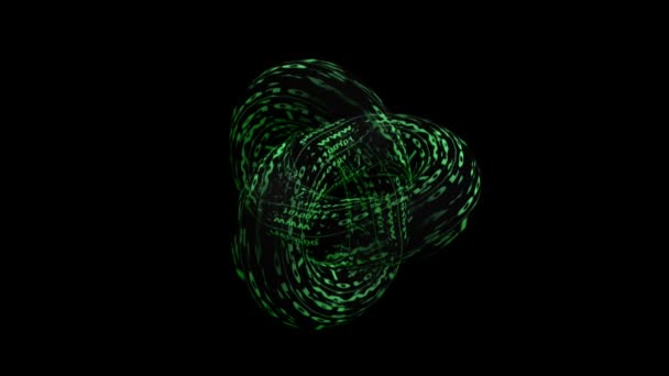 Чорно Зелена Фігура Обертається Алегорія Передачі Даних — стокове відео