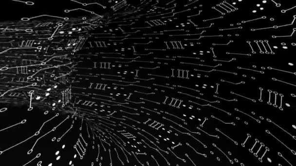 黑白数字隧道 数据传输寓言 — 图库视频影像