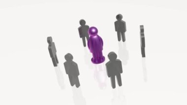 Beyaz-takım çalışması alegorisi üzerinde gri ve menekşe Mans.