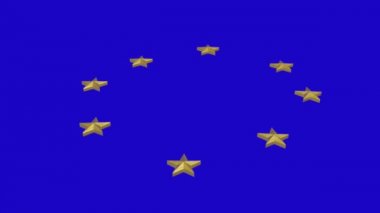 Mavi arka planda dönen yıldızlar.