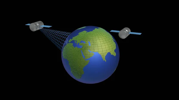 Globe en satellieten — Stockfoto