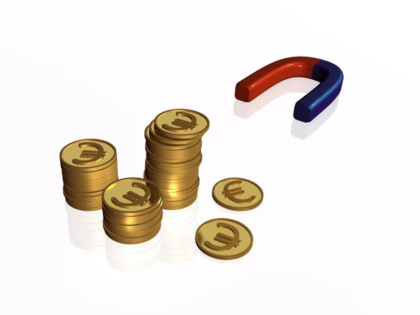 Money and magnet — Stock Photo, Image