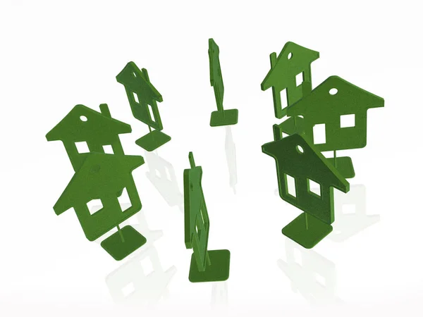 Zielone domy — Zdjęcie stockowe