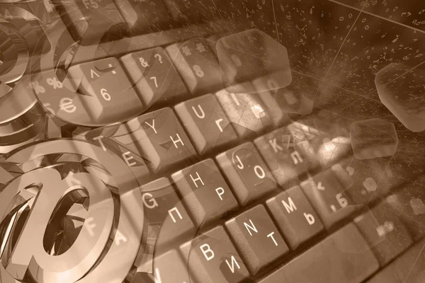 Keyboard and mail signs — Stock Photo, Image