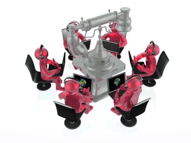 dizüstü bilgisayarlar ve telefon ile kırmızı mans