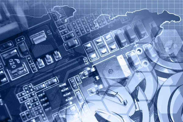 Dispositivo electrónico e mapa — Fotografia de Stock