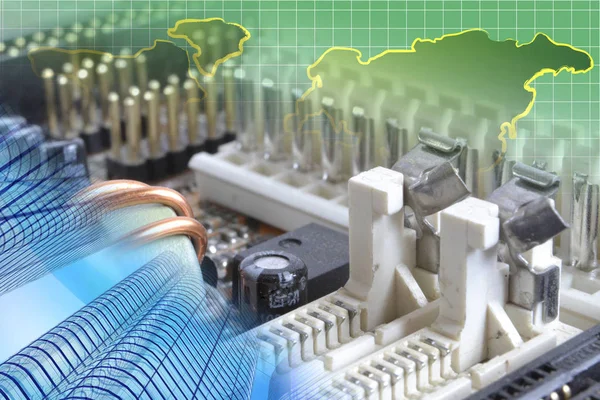 Urządzenie elektroniczne i mapa — Zdjęcie stockowe