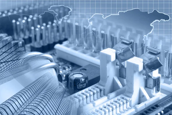 Dispositivo electrónico y mapa — Foto de Stock