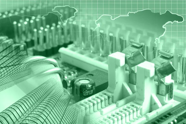 Dispositivo electrónico y mapa — Foto de Stock