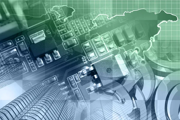 Dispositivo electrónico e mapa — Fotografia de Stock