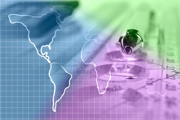 Colagem Negócios Com Mapa Gráfico Caneta — Fotografia de Stock