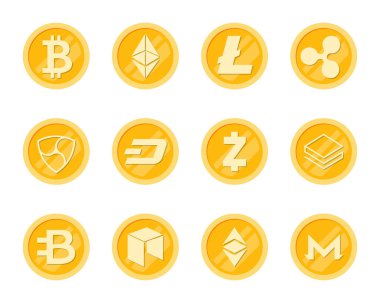 Crupto paralar Icons Set.