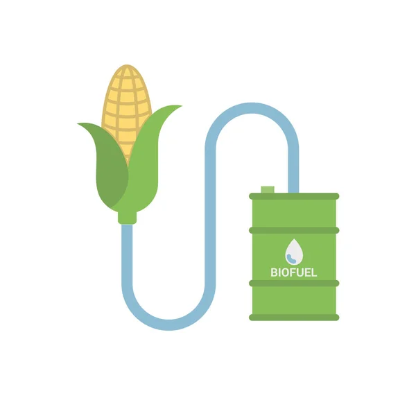 Biocombustível - Etanol de Biomassa, Feito de Milho . —  Vetores de Stock