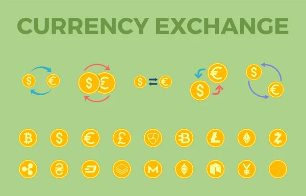 Conjunto de iconos de cambio de divisas — Vector de stock