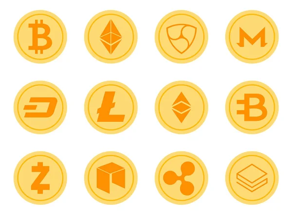 Crypto Coins Icons Set. — Stock Vector