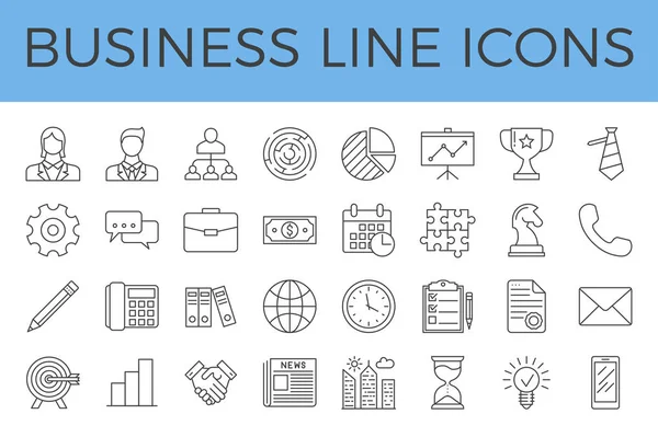 Business Related Conjunto de ícones de linha vetorial —  Vetores de Stock