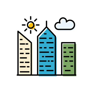 Şehir kurma ilgili vektör simge dolu