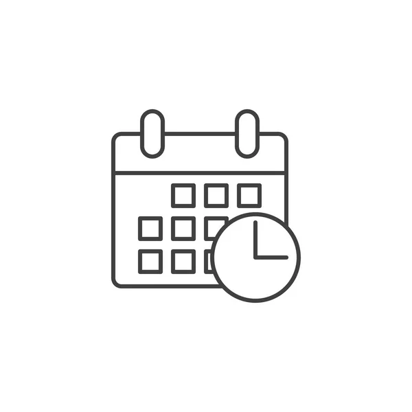 Kalender met klok gerelateerde vectorlijn icoon — Stockvector
