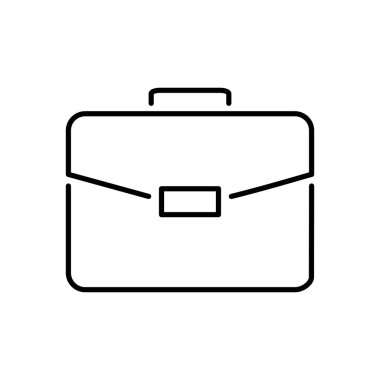 Evrak Çantası'nı ince çizgi vektör simge ile ilgili. Beyaz arka plan üzerinde izole.