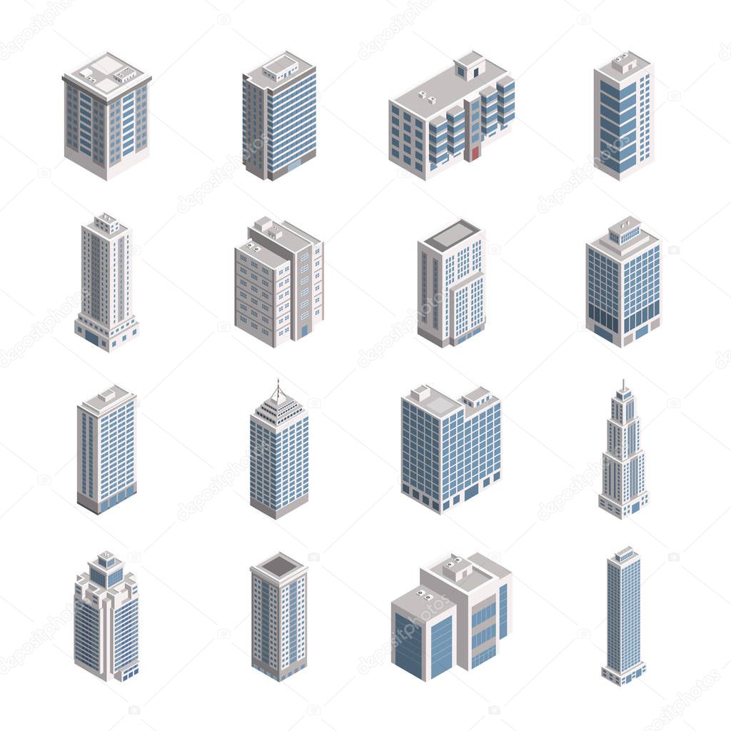 Vector Isometric City Building Set.