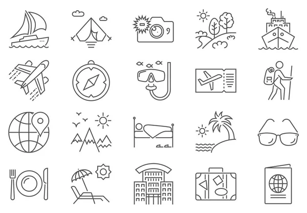 Travel Related Vector Line Icon Set. — Stock Vector