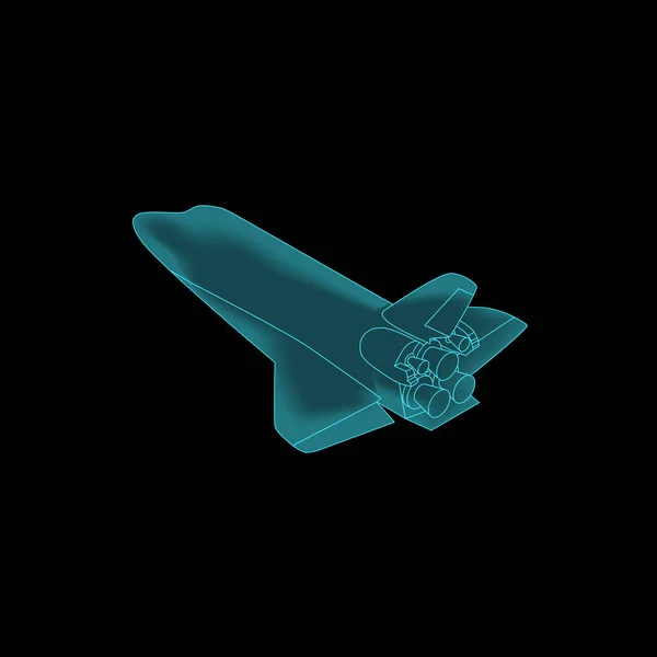 Vector Isometric Holography Space Shuttle. — Stock Vector