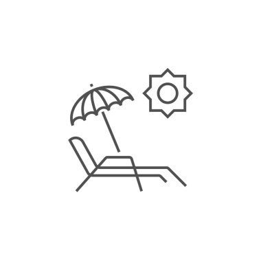 Chaise Lounge İlgili Vektör Satırı Simgesi.